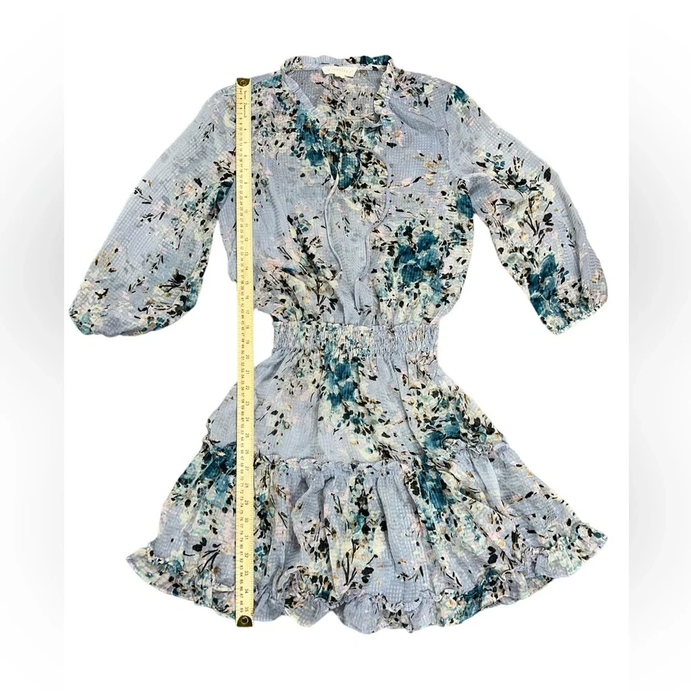 Love Stitch Women’s Boho Floral Smocked Sheer A-Line Ruffle Dress Size Medium - Picture 8 of 9